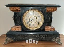 Antique Black Seth Thomas Mantel Clock Label #102 Eastlake style Rare