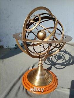 Antique Brass 20 In Armillary Sphere Engraved Nautical Astrolabe Tabletop Glob