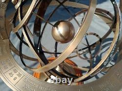 Antique Brass 20 In Armillary Sphere Engraved Nautical Astrolabe Tabletop Glob
