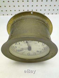 Antique Brass Case Seth Thomas Helmsman Ships Bell Clock Key Wind 1008 E537-001