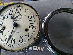 Antique C. Seth Thomas Lever Marine Ship's Porthole Gallery Clock with Key