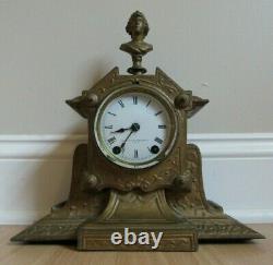 Antique CAST IRON & FIGURAL mantel clock rare SETH THOMAS & SONS 1800's