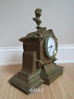 Antique CAST IRON & FIGURAL mantel clock rare SETH THOMAS & SONS 1800's