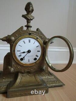 Antique CAST IRON & FIGURAL mantel clock rare SETH THOMAS & SONS 1800's