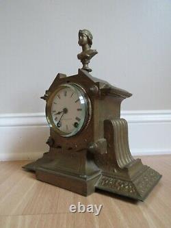 Antique CAST IRON & FIGURAL mantel clock rare SETH THOMAS & SONS 1800's