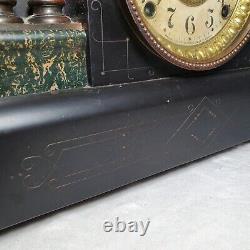 Antique Circa 1895 Seth Thomas Adamantine Faux Marble Mantle Clock Keeps Time