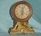 Antique Circa 1910 Seth Thomas Long Alarm Copper Brass Shelf Mantle Clock Works