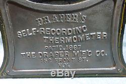 Antique Draper Self- Recording Thermometer Pat'd 1887 withSeth Thomas Clock Works