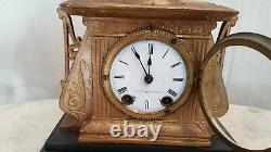 Antique Figural Brass/Gilt Metal mantel clock
