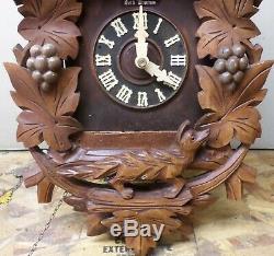 Antique German Black Forest Seth Thomas Fox & Owl In Grape Vineyard Cuckoo Clock