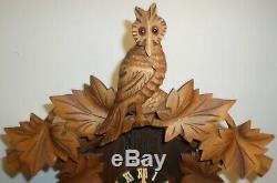 Antique German Black Forest Seth Thomas Fox & Owl In Grape Vineyard Cuckoo Clock