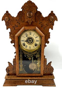 Antique Gingerbread Clock-Seth Thomas-Model 298A Winds Works With Key Excellent