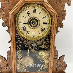 Antique Gingerbread Clock-Seth Thomas-Model 298A Winds Works With Key Excellent