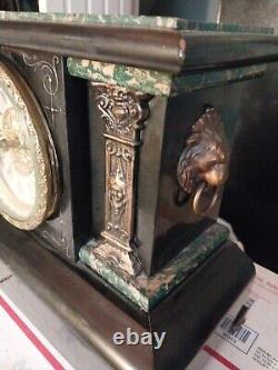 Antique Late 19th Century Seth Thomas Black Mantle Clock 8 Day T&S Working & Key