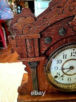 Antique Mantel Clock Seth Thomas Clock Co, Brass / Oak We Ship