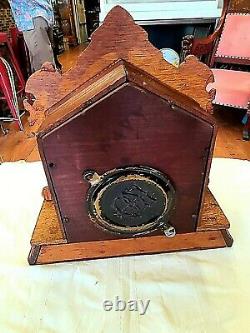 Antique Mantel Clock Seth Thomas Clock Co, Brass / Oak We Ship