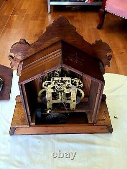 Antique Mantel Clock Seth Thomas Clock Co, Brass / Oak We Ship