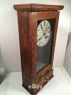 Antique Oak Simplex Time Recorder Co. Commercial/ Indust. Punch Clock Works