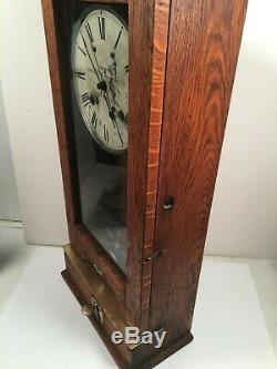 Antique Oak Simplex Time Recorder Co. Commercial/ Indust. Punch Clock Works