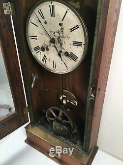 Antique Oak Simplex Time Recorder Co. Commercial/ Indust. Punch Clock Works