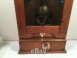 Antique Oak Simplex Time Recorder Co. Commercial/ Indust. Punch Clock Works