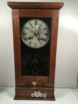 Antique Oak Simplex Time Recorder Co. Commercial/ Indust. Punch Clock Works