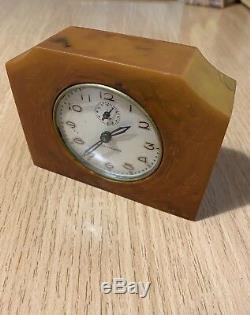 Antique Old Bakelite Catalin Super Marbled Seth Thomas Clock