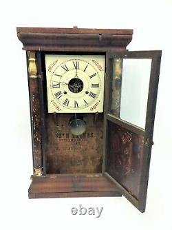 Antique Old Seth Thomas Thomaston CT Birds Large Mantle Clock w Weights Parts