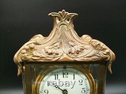 Antique Ornate Bronze Seth Thomas Mantle Carriage Clock Mercury Pendulum 48N Mov