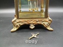 Antique Ornate Bronze Seth Thomas Mantle Carriage Clock Mercury Pendulum 48N Mov