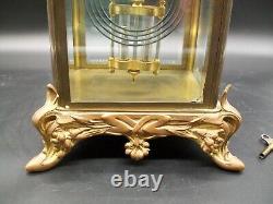 Antique Ornate Bronze Seth Thomas Mantle Carriage Clock Mercury Pendulum 48N Mov