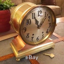 Antique RARE 1880 SHIP'S DRUM STYLE BRASS & COPPER CASE Seth Thomas Clock