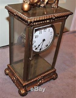 Antique Rare Seth Thomas Empire No. 13 And Lion Crystal Regulator Clock Running