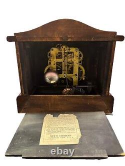 Antique Rosewood Mantle Adamantine Seth Thomas Clock W Pendulum And Key Working