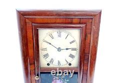 Antique SETH THOMAS 16 Wooden Shelf Clock 1907F Reverse Painted Rose WORKS