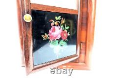 Antique SETH THOMAS 16 Wooden Shelf Clock 1907F Reverse Painted Rose WORKS