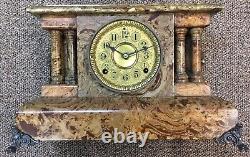 Antique SETH THOMAS Adamantine Lions Head Mantle/Desk Clock Working/Running
