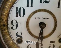 Antique SETH THOMAS Adamantine Mantle Clock Faux Marble Lion Head Claw Feet USA