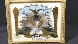 Antique SETH THOMAS Banjo Clock War of 1812 Naval Battle w Eglomise Glass Panels