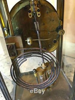 Antique SETH THOMAS Brass & Glass Mantel Clock