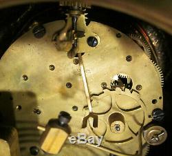 Antique SETH THOMAS Mantel Shelf Clock R Kaiser Cast Metal Porcelain Dial Old