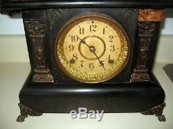 Antique SETH THOMAS Mantel Shelf Clock Working Condition inscribed wood
