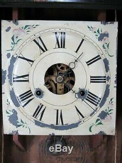 Antique SETH THOMAS OGEE CLOCK OG Shelf Mantel Pillar REVERSE PAINTED weights