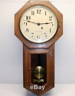 Antique SETH THOMAS PENDULUM Wall CLOCK MISSION OAK