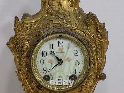 Antique SETH THOMAS R Kaiser Metal Art Nouveau Painted Porcelain Dial Clock