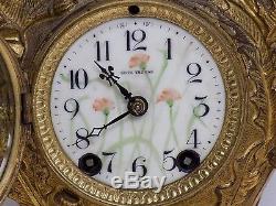 Antique SETH THOMAS R Kaiser Metal Art Nouveau Painted Porcelain Dial Clock
