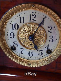 Antique SETH THOMAS Rosewood Egypian Sphinx Lions Adamantine Clock SHOULD WORK