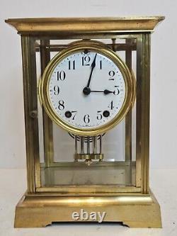 Antique SETH THOMAS Victorian 8 Day Brass & Glass Crystal Regulator Clock 48S