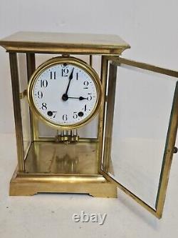 Antique SETH THOMAS Victorian 8 Day Brass & Glass Crystal Regulator Clock 48S