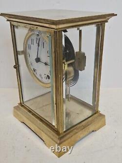 Antique SETH THOMAS Victorian 8 Day Brass & Glass Crystal Regulator Clock 48S